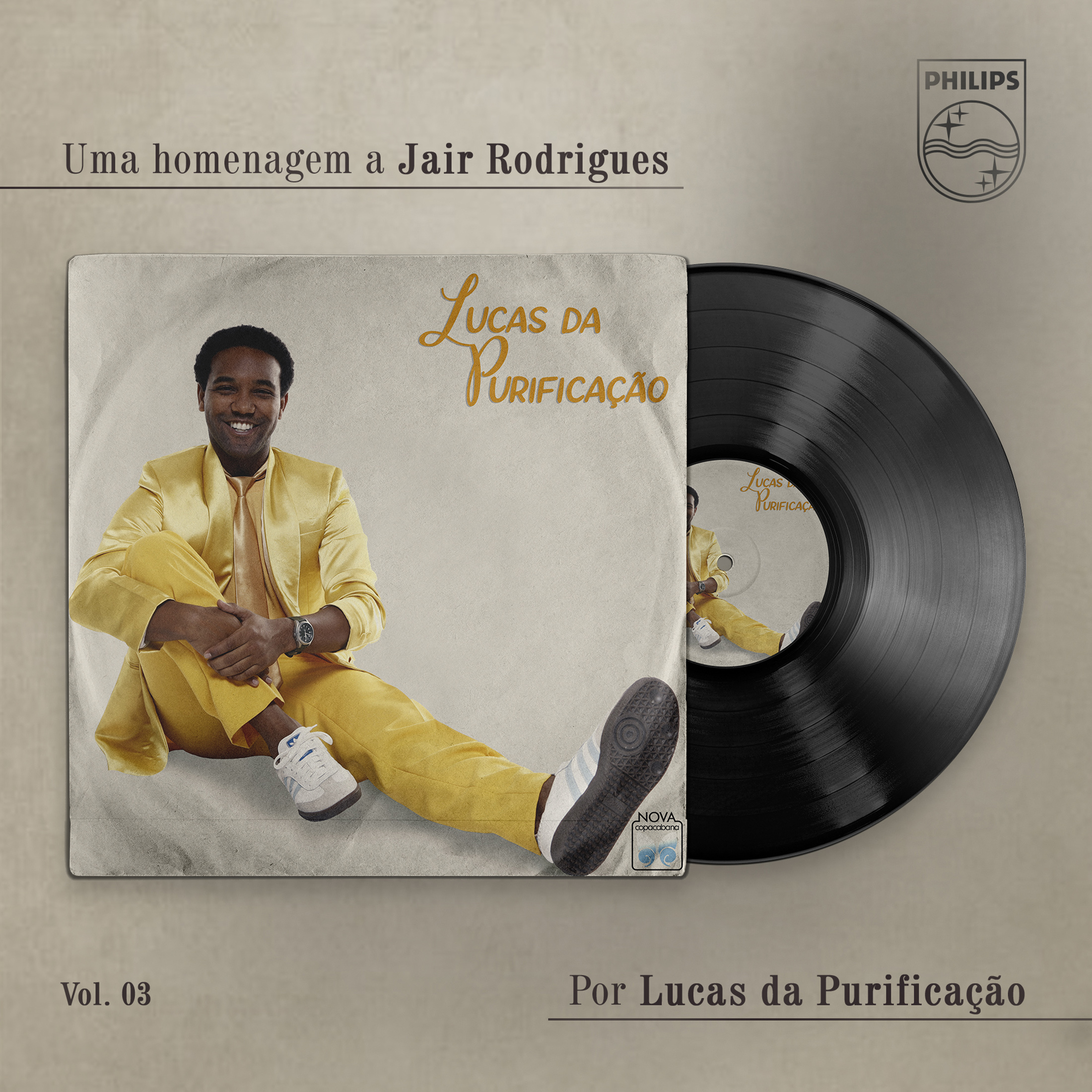 Lucas da Purificação faz homenagem a Jair Rodrigues recriando capas icônicas de discos do cantor