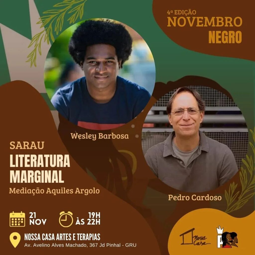 Escritor Wesley Barbosa e Pedro Cardoso se encontram em Guarulhos para discutir  a importância da literatura marginal 