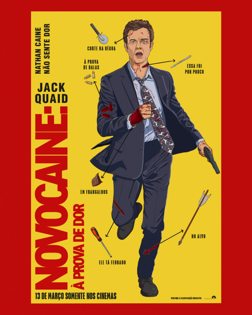 Com Jack Quaid, Paramount Pictures divulga trailer e pôster de 'Novocaine: À Prova de Dor'