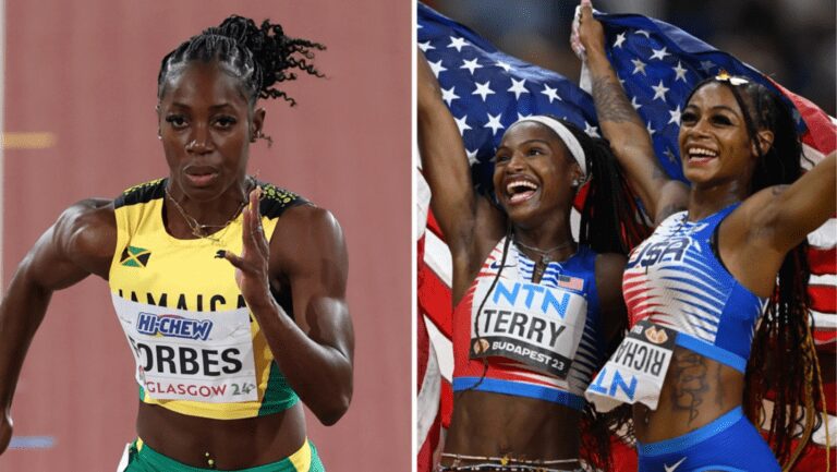 campeã mundial dos 100m dos EUA, Sha'Carri Richardson, e sua parceira de treinamento, Twanisha Terry, prontamente vieram ao lado da Forbes para apoiá-la enquanto ela saía da pista, de acordo com a SportsMax.