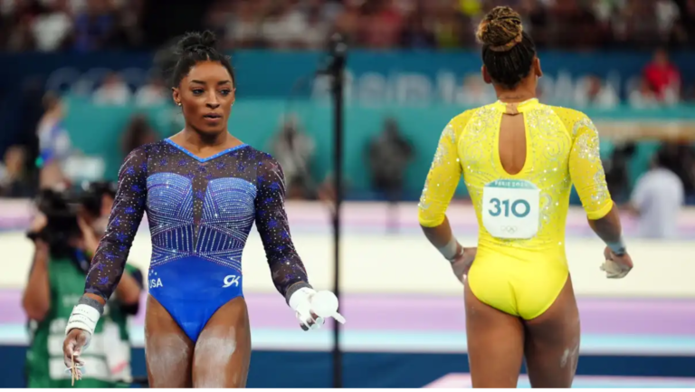 Simone Biles e Rebeca Andrade ficam fora do pódio na final da trave na Olimpíada de Paris