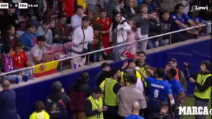 Youtubers espanhóis e franceses disputavam um amistoso no Estádio Metropolitano, em Madri, quando a partida precisou ser interrompida por alguns minutos após jogadores da França acusarem um torcedor de ofensas racistas.